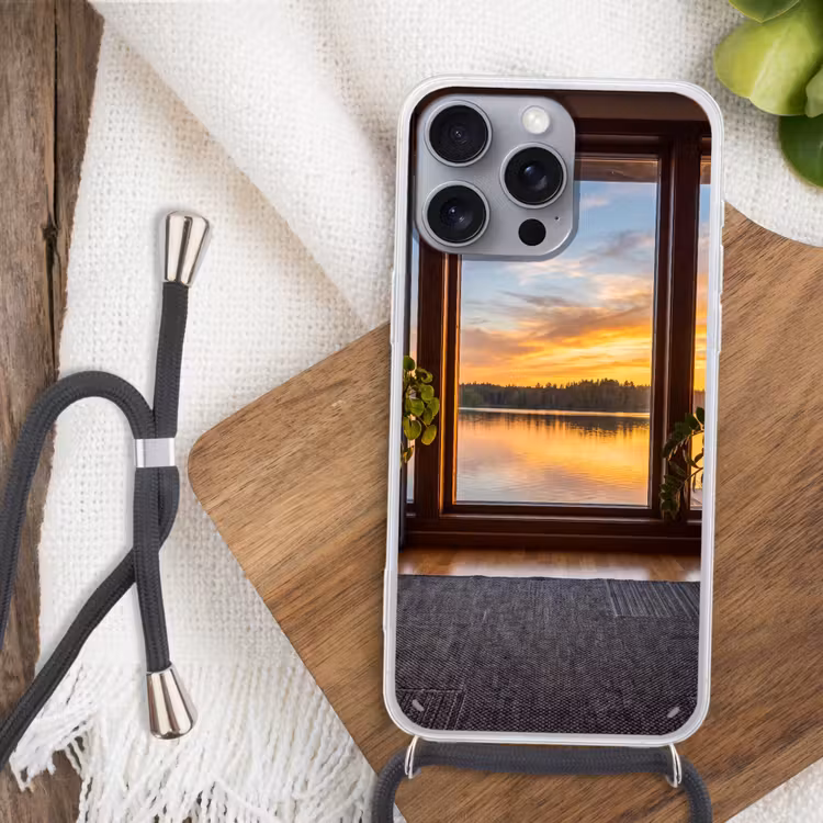 Telefoonhoesje met koord - Raam - Meer - Natuur — 3
