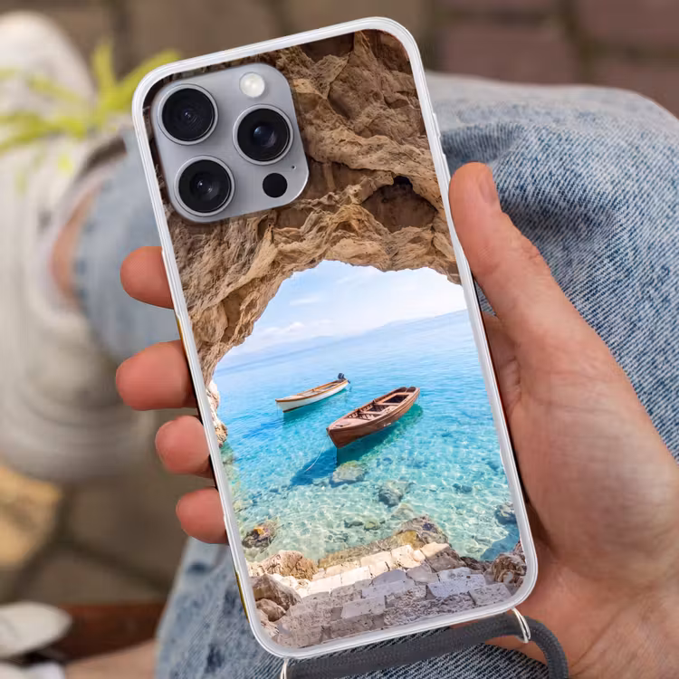 Telefoonhoesje met koord - Grot - Zee - Boten — 2