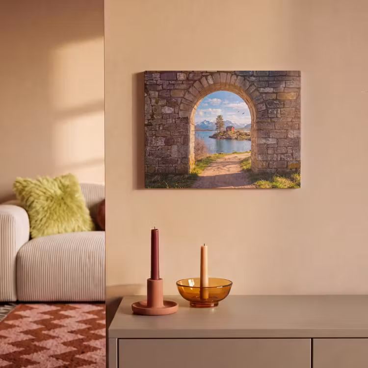 Akoestisch schilderij - Huis - Meer - Bergen — 2