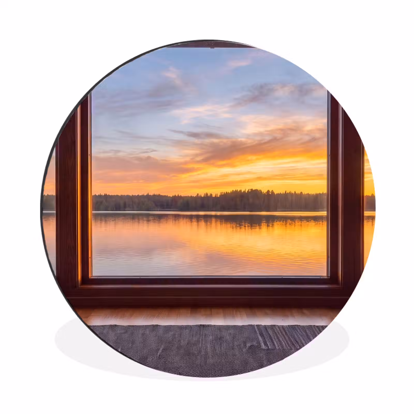 Muurcirkel aluminium - Raam - Meer - Natuur — 1