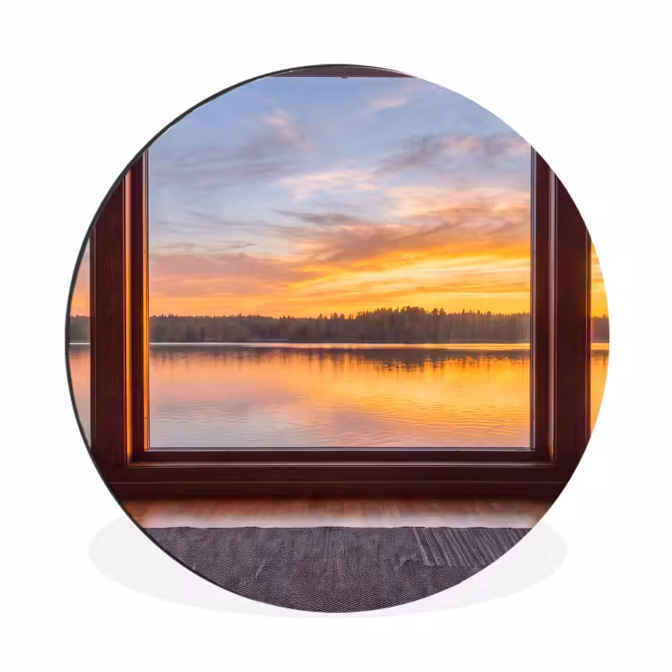 Muurcirkel aluminium - Raam - Meer - Natuur — 1