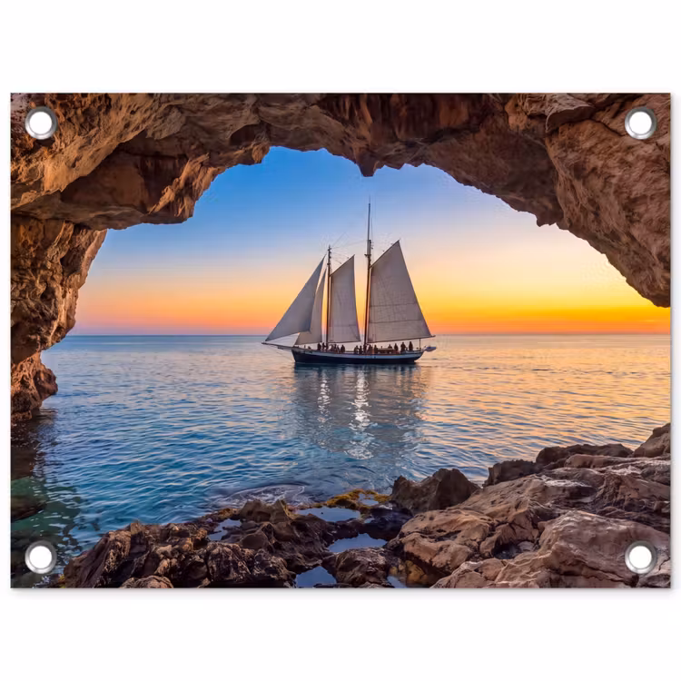 Tuinposter - Zeilboot - Zonsondergang - Zee — 1