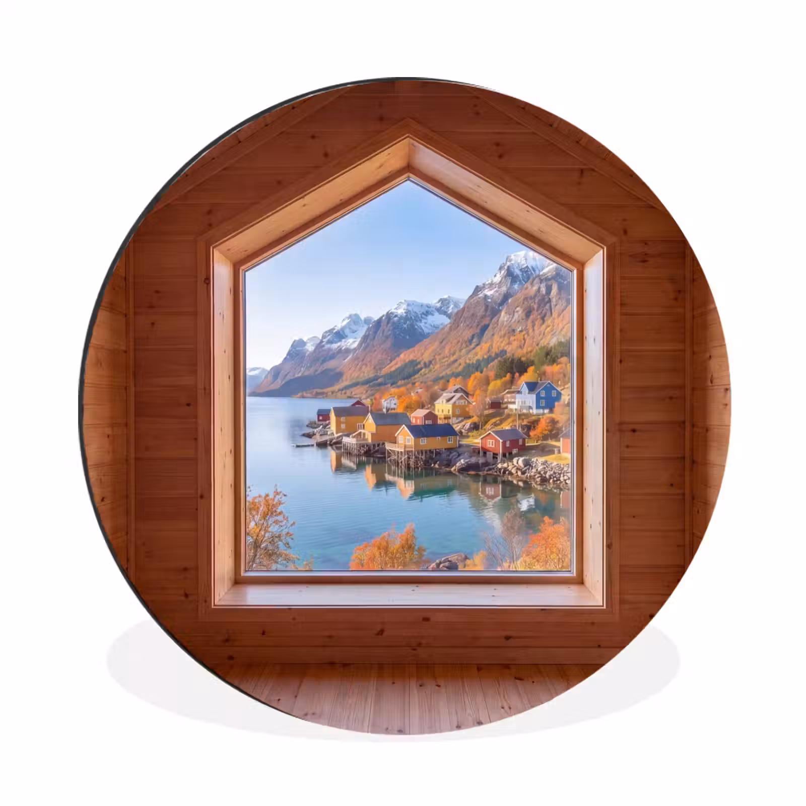Muurcirkel aluminium - Uitzicht - Fjord - Herfst — 1