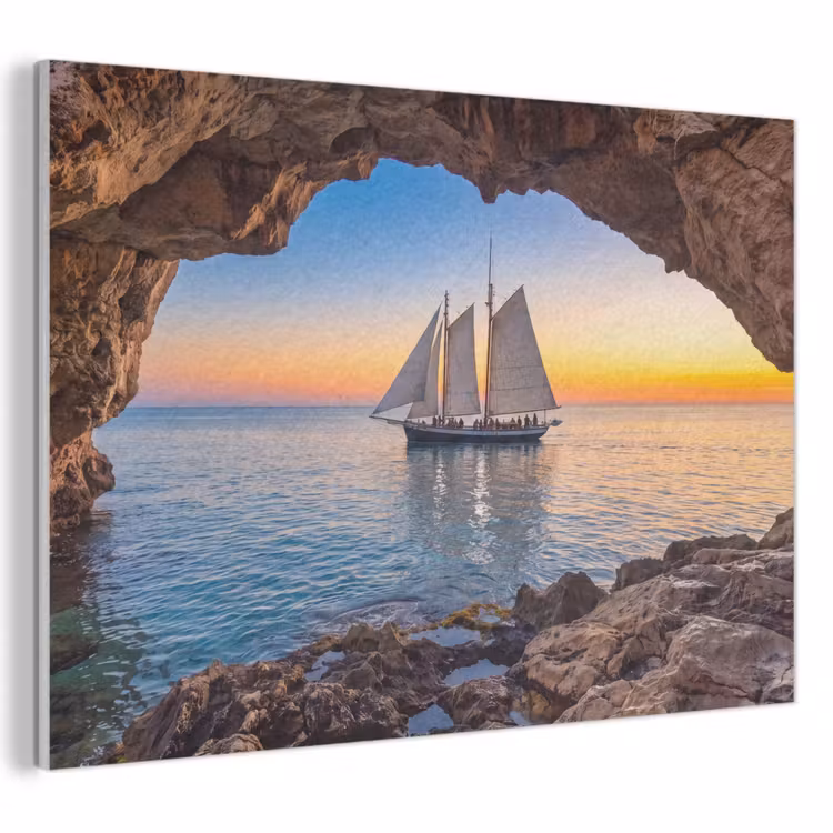 Akoestisch schilderij - Zeilboot - Zonsondergang - Zee — 1