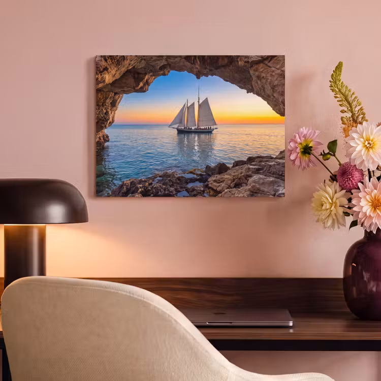 Akoestisch schilderij - Zeilboot - Zonsondergang - Zee — 4