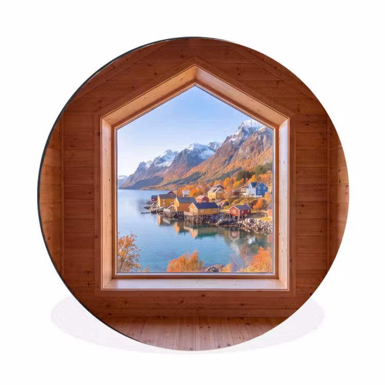 Muurcirkel aluminium - Uitzicht - Fjord - Herfst — 1