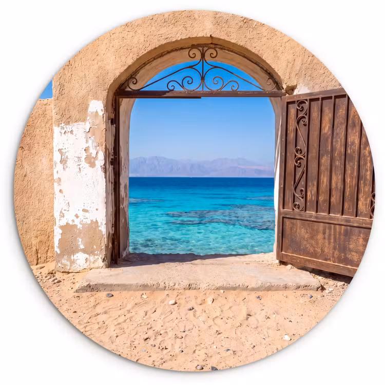Muurcirkel glas - Poort - Zee - Natuur — 1