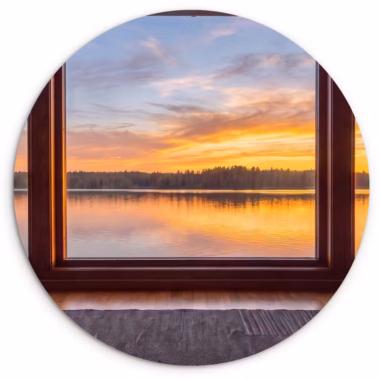 Muurcirkel glas - Raam - Meer - Natuur — 1