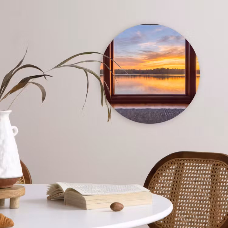 Muurcirkel glas - Raam - Meer - Natuur — 4