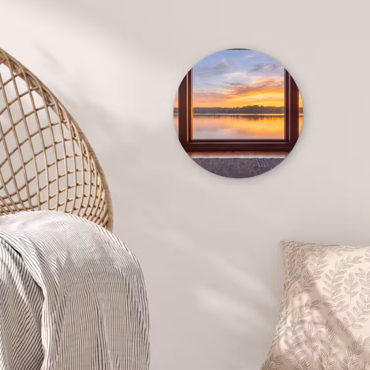 Muurcirkel glas - Raam - Meer - Natuur — 5