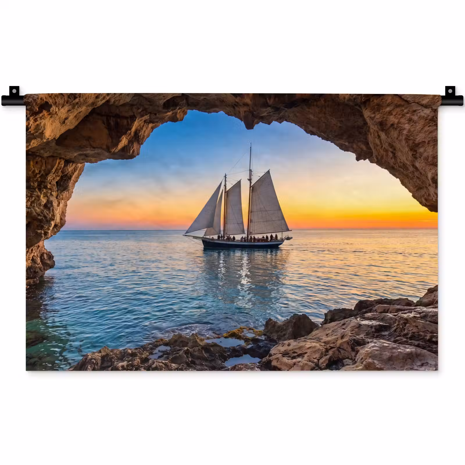 Wandkleed - Zeilboot - Zonsondergang - Zee — 1