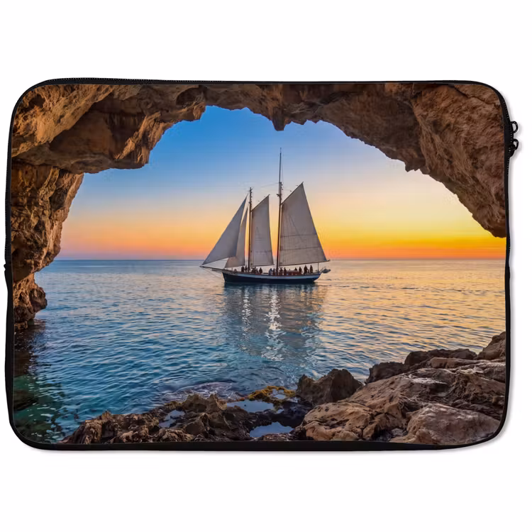 Laptophoes Zeilboot - Zonsondergang - Zee — 1