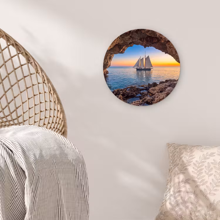 Muurcirkel glas - Zeilboot - Zonsondergang - Zee — 5