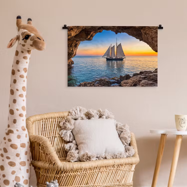 Wandkleed - Zeilboot - Zonsondergang - Zee — 5