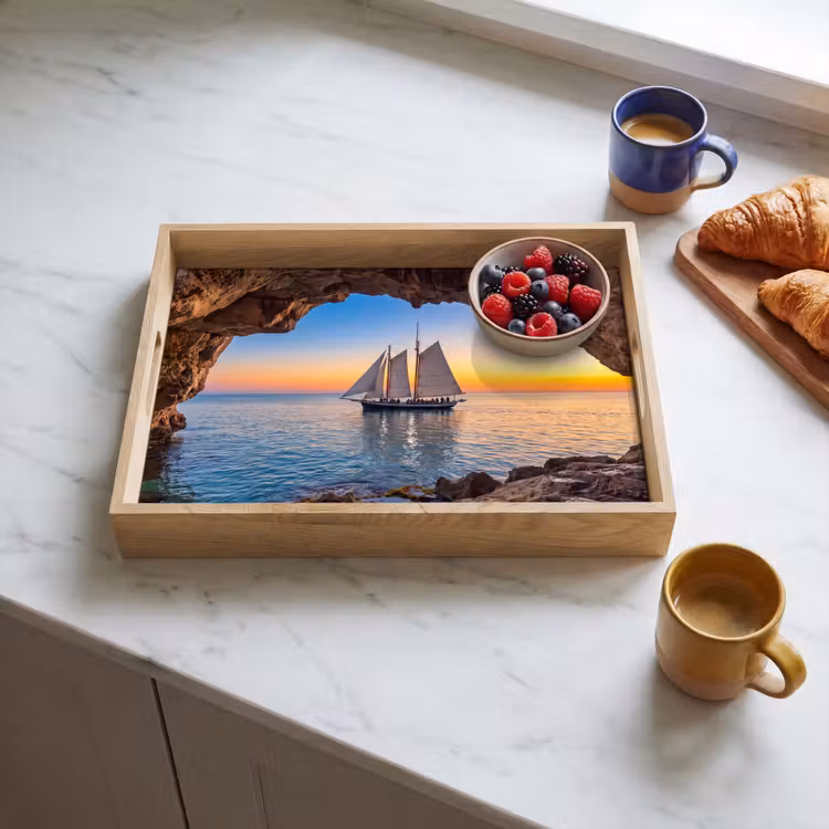 Dienblad - Zeilboot - Zonsondergang - Zee — 4