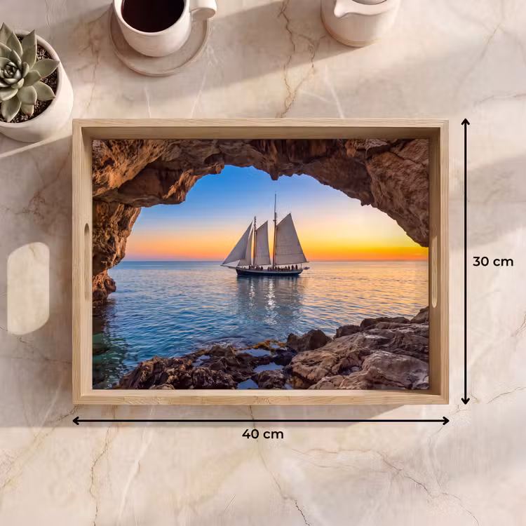 Dienblad - Zeilboot - Zonsondergang - Zee — 9