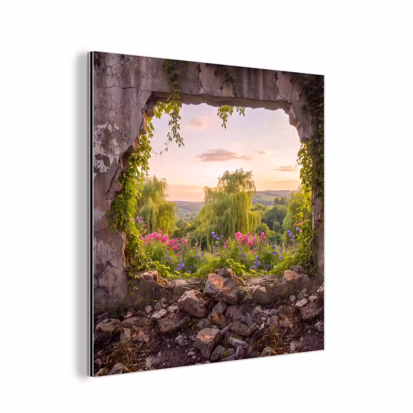 Aluminium schilderij - Muur - Natuur - Bloemen — 1