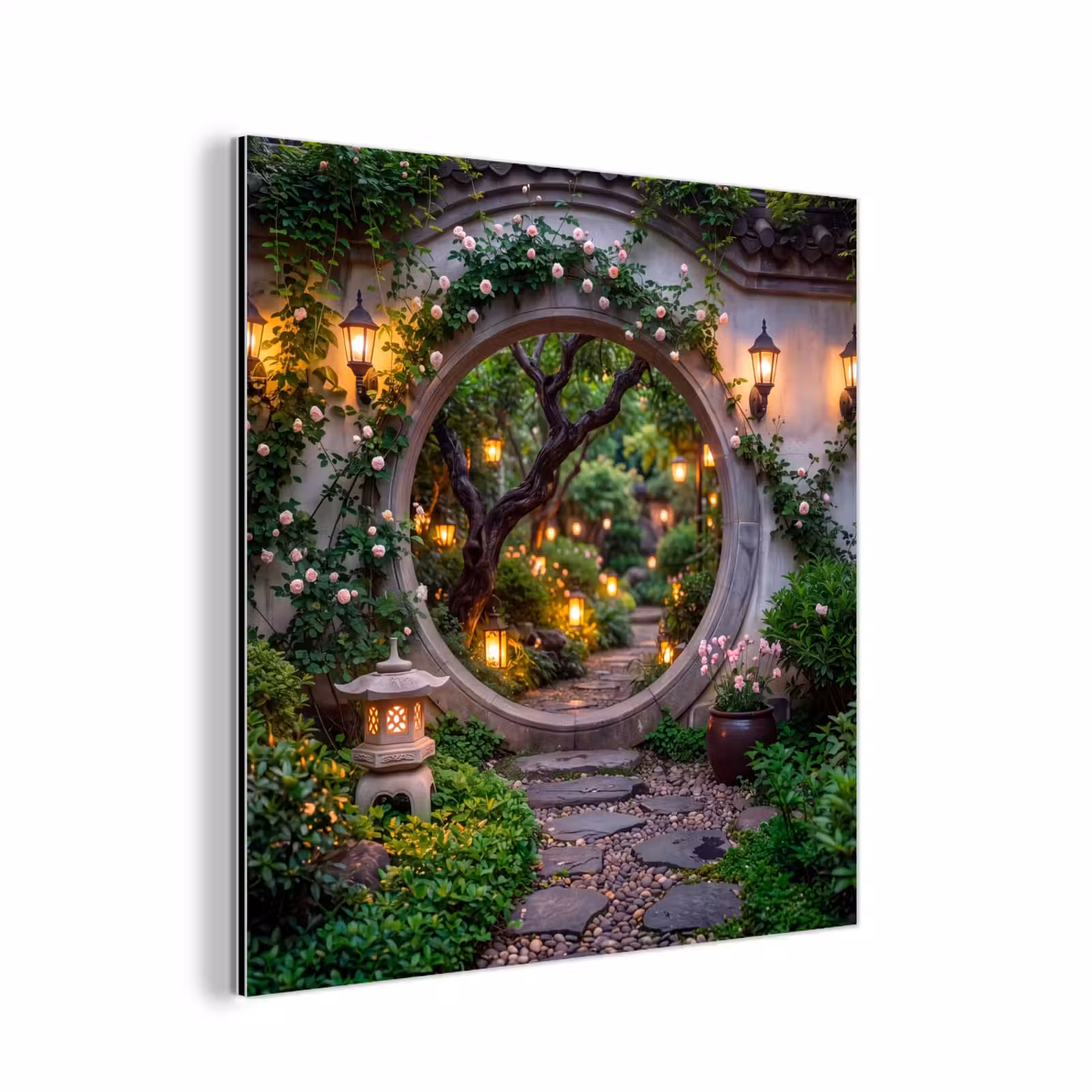 Aluminium schilderij - Poort - Tuin - Verlichting — 1
