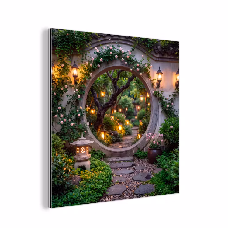 Aluminium schilderij - Poort - Tuin - Verlichting — 1