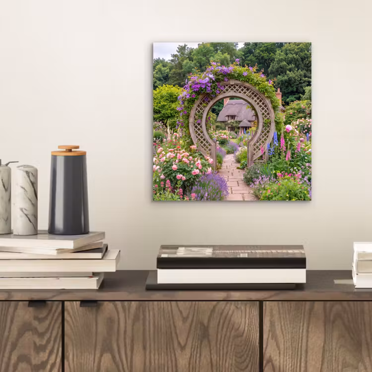 Aluminium schilderij - Tuin - Boog - Bloemen — 2