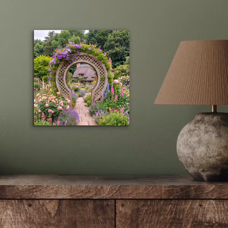 Aluminium schilderij - Tuin - Boog - Bloemen — 3