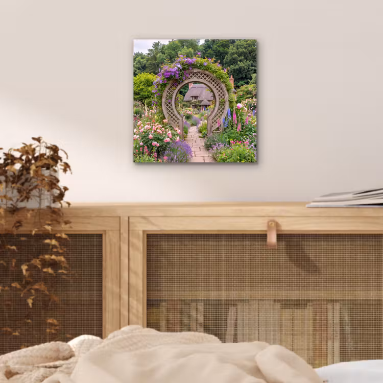 Aluminium schilderij - Tuin - Boog - Bloemen — 4