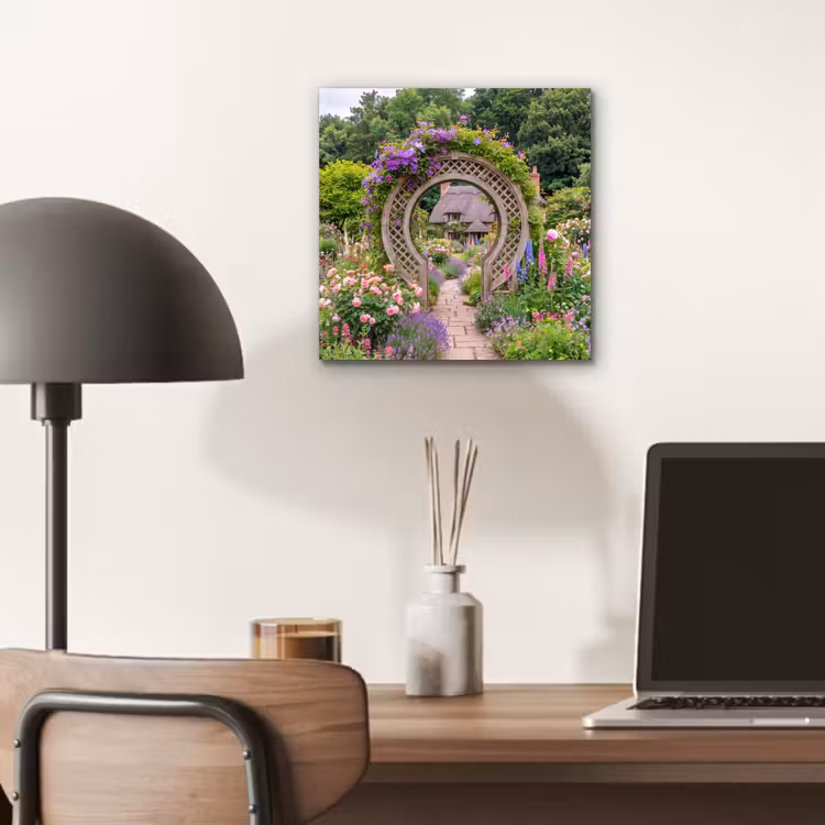 Aluminium schilderij - Tuin - Boog - Bloemen — 6