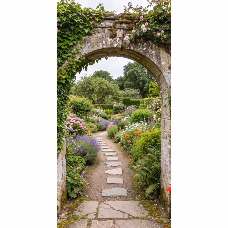 Behang - Tuin - Bloemen - Pad — 2
