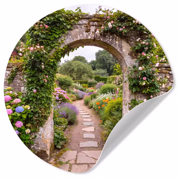 Behangcirkel - Tuin - Bloemen - Pad — 1
