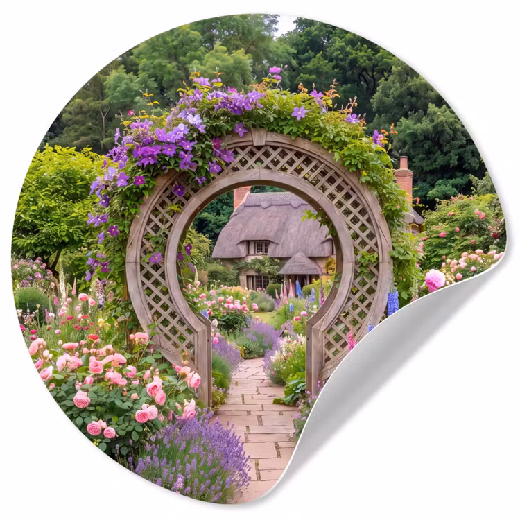 Behangcirkel - Tuin - Boog - Bloemen — 1