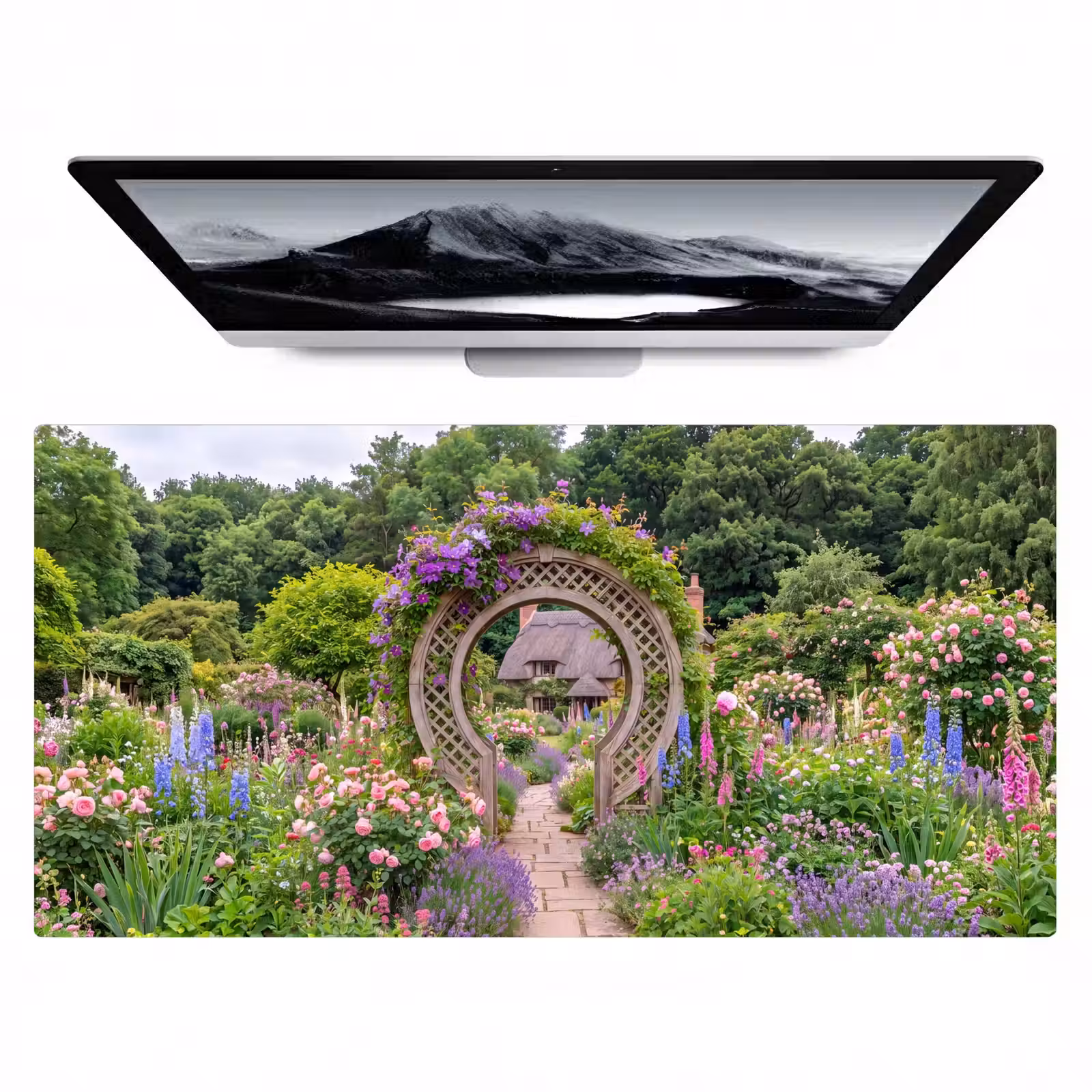Bureau onderlegger - Tuin - Boog - Bloemen — 1