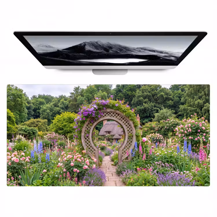 Bureau onderlegger - Tuin - Boog - Bloemen — 1