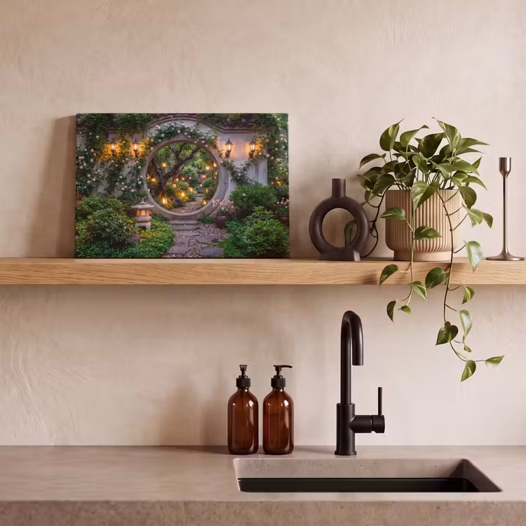 Canvas schilderij - Poort - Tuin - Verlichting — 2