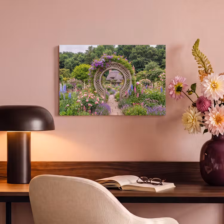 Canvas schilderij - Tuin - Boog - Bloemen — 3