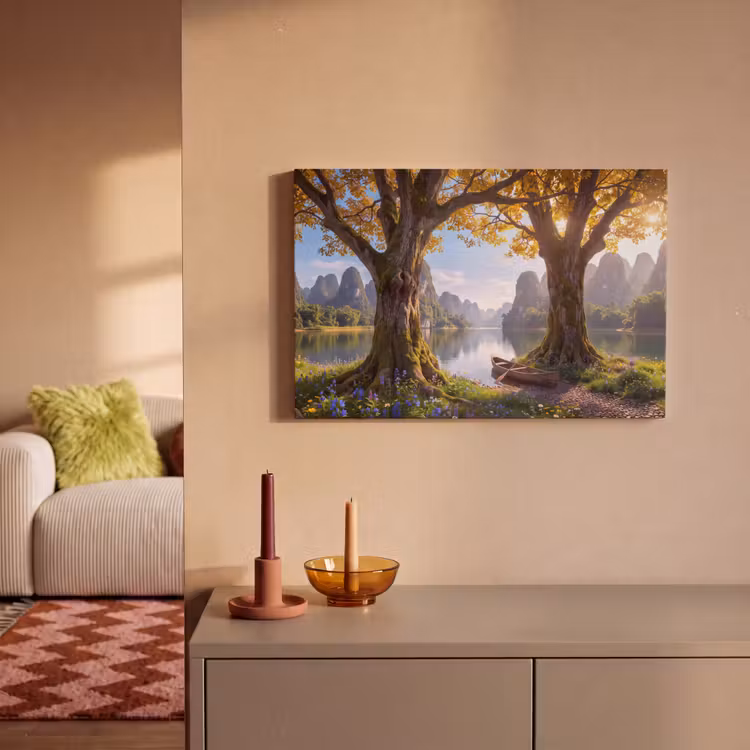 Canvas schilderij - Natuur - Meer - Bergen — 1