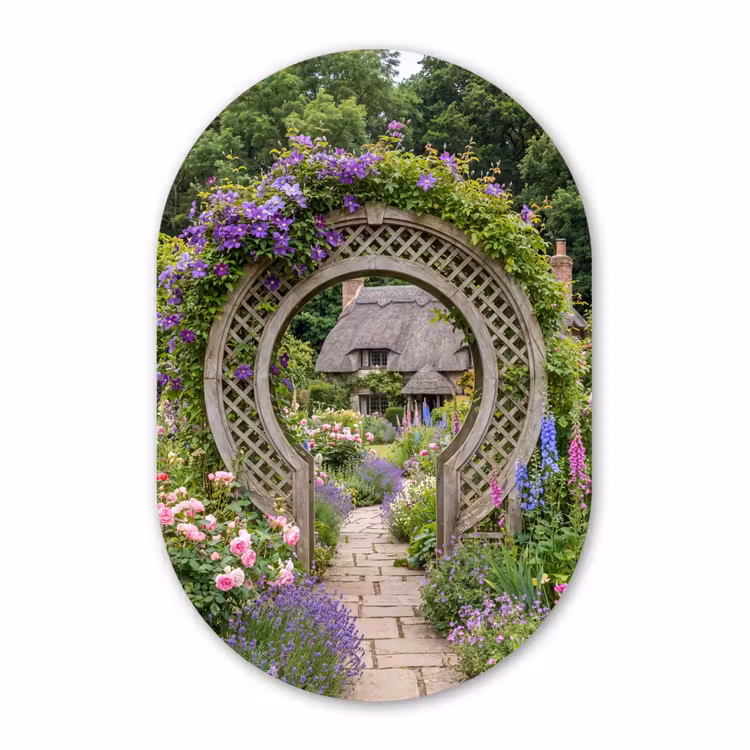 Muurovaal - Tuin - Boog - Bloemen — 3