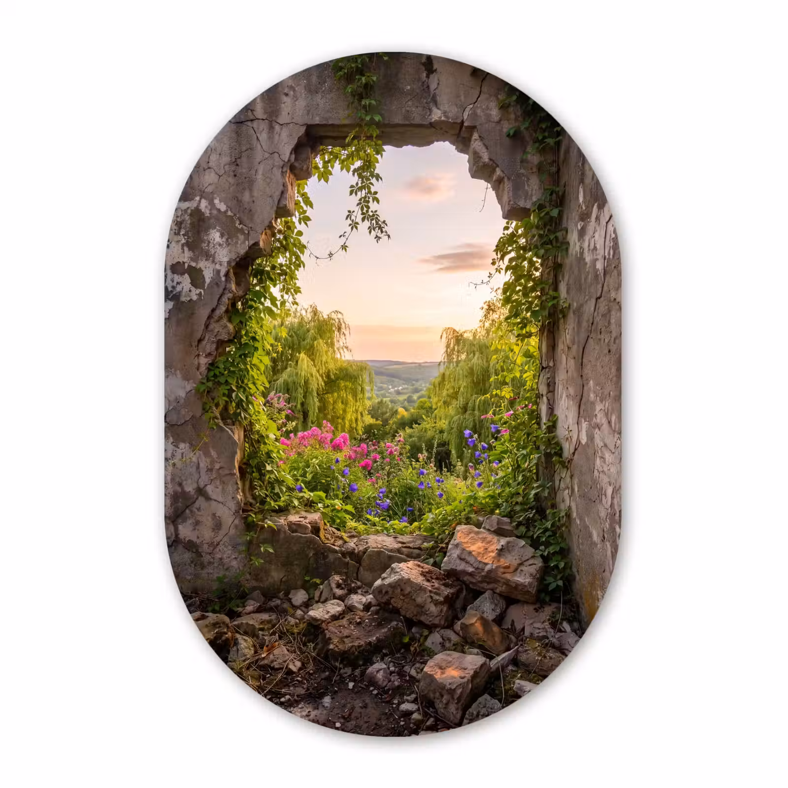 Muurovaal glas - Muur - Natuur - Bloemen — 1