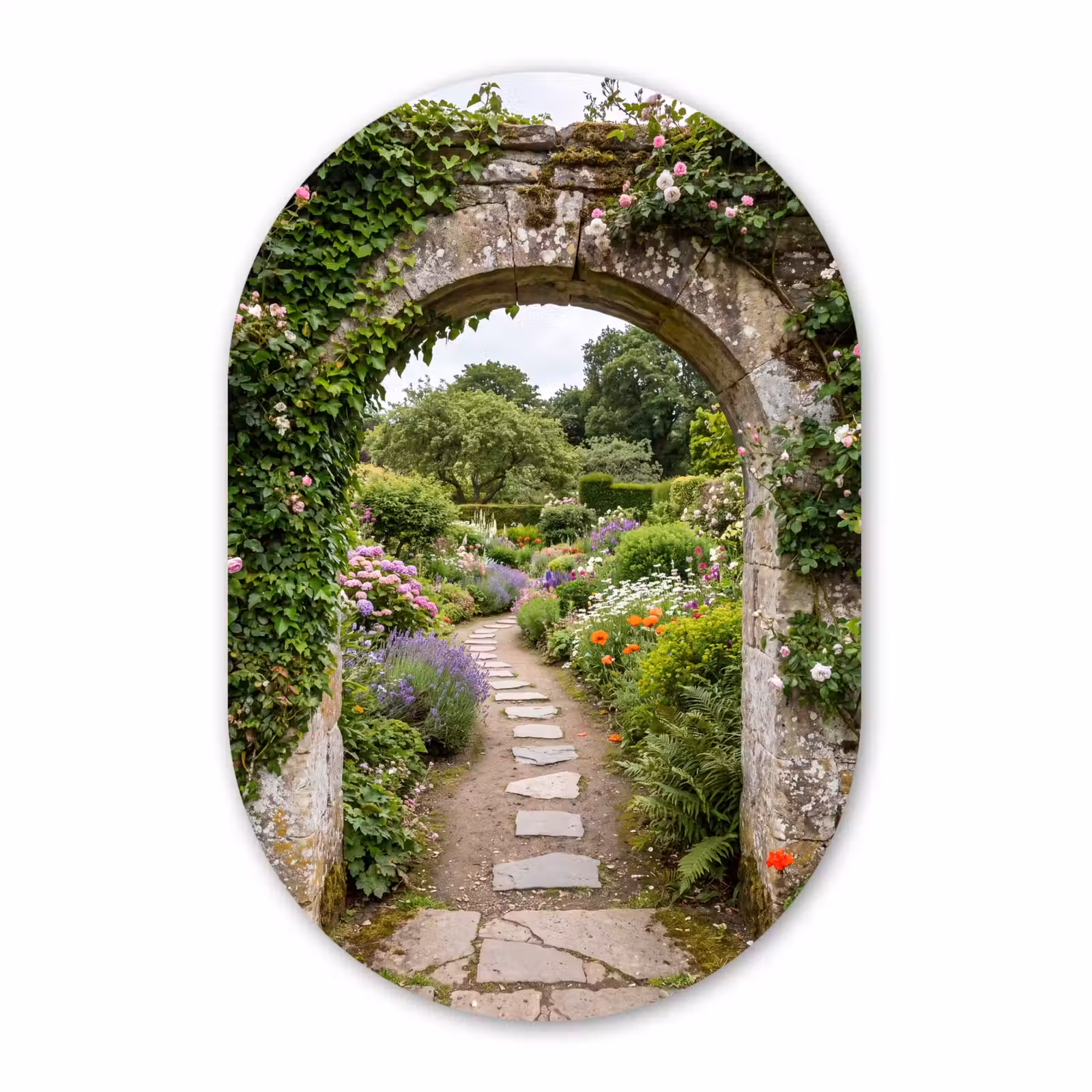 Muurovaal glas - Tuin - Bloemen - Pad — 1