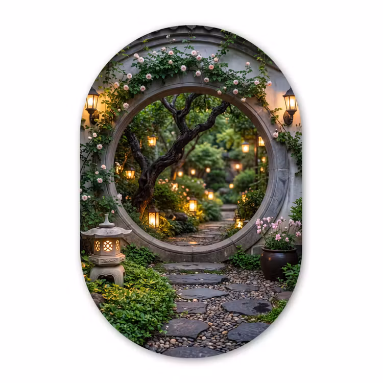 Muurovaal glas - Poort - Tuin - Verlichting — 1