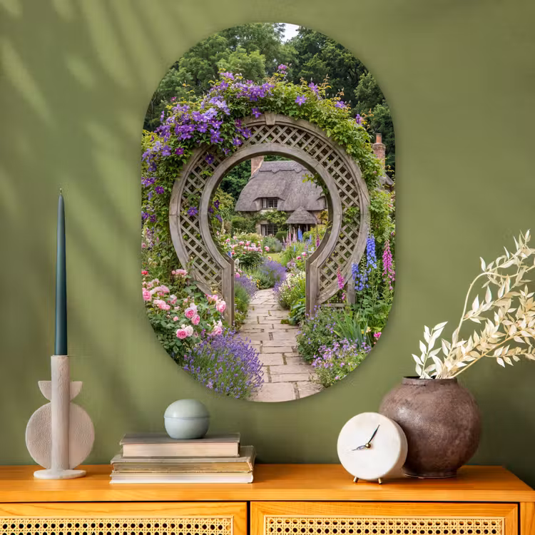 Muurovaal glas - Tuin - Boog - Bloemen — 2