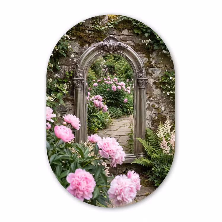 Muurovaal - Spiegel - Tuin - Bloemen — 3