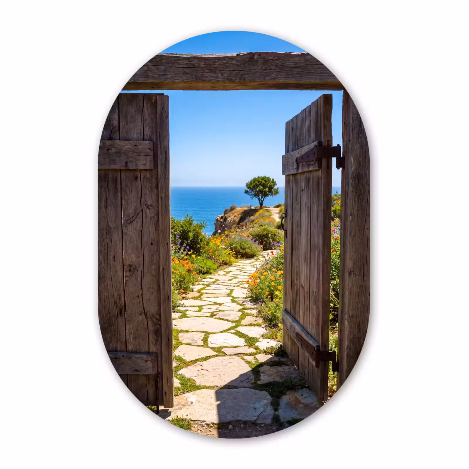 Muurovaal glas - Poort - Pad - Zee — 1