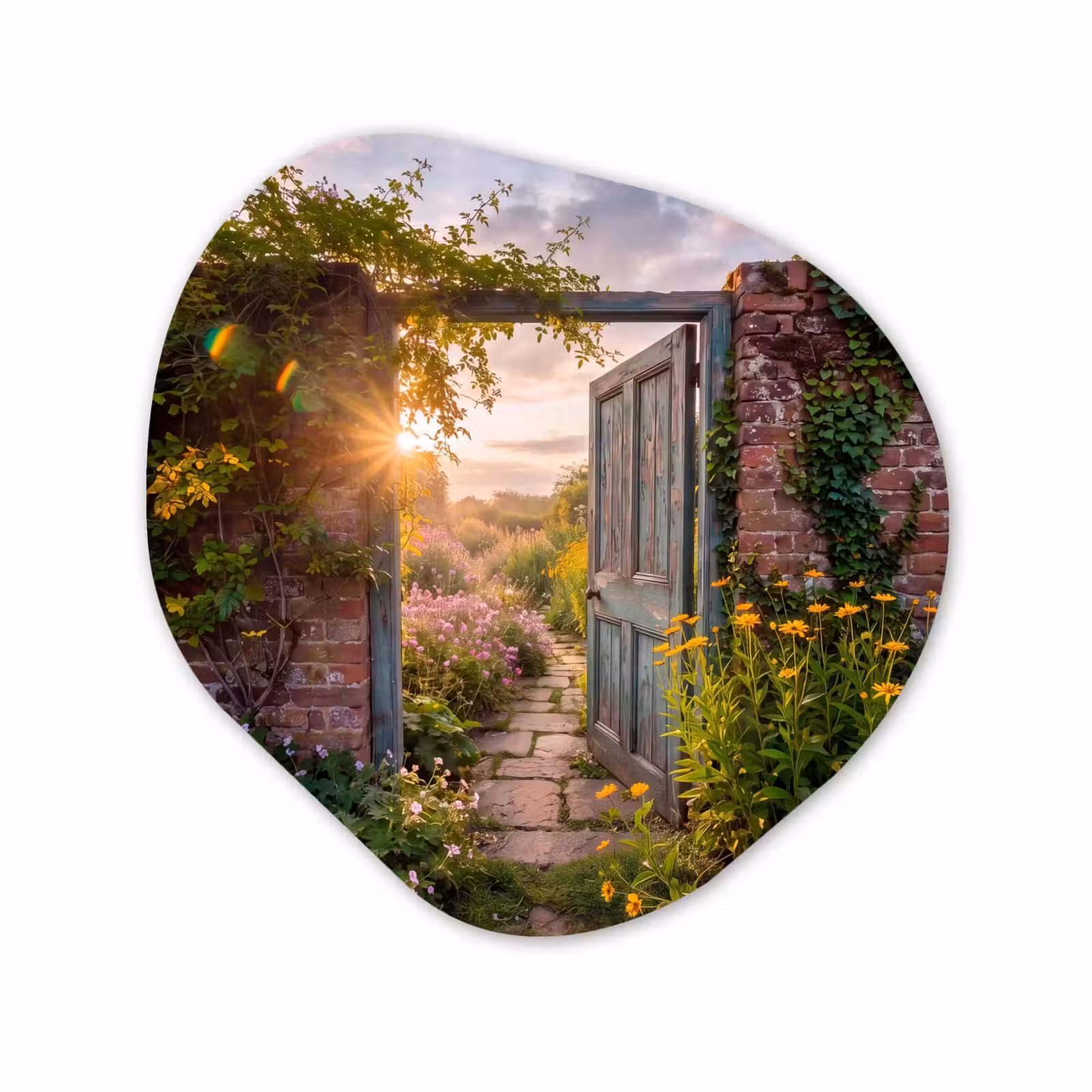 Organisch schilderij glas - Deur - Tuin - Natuur — 1