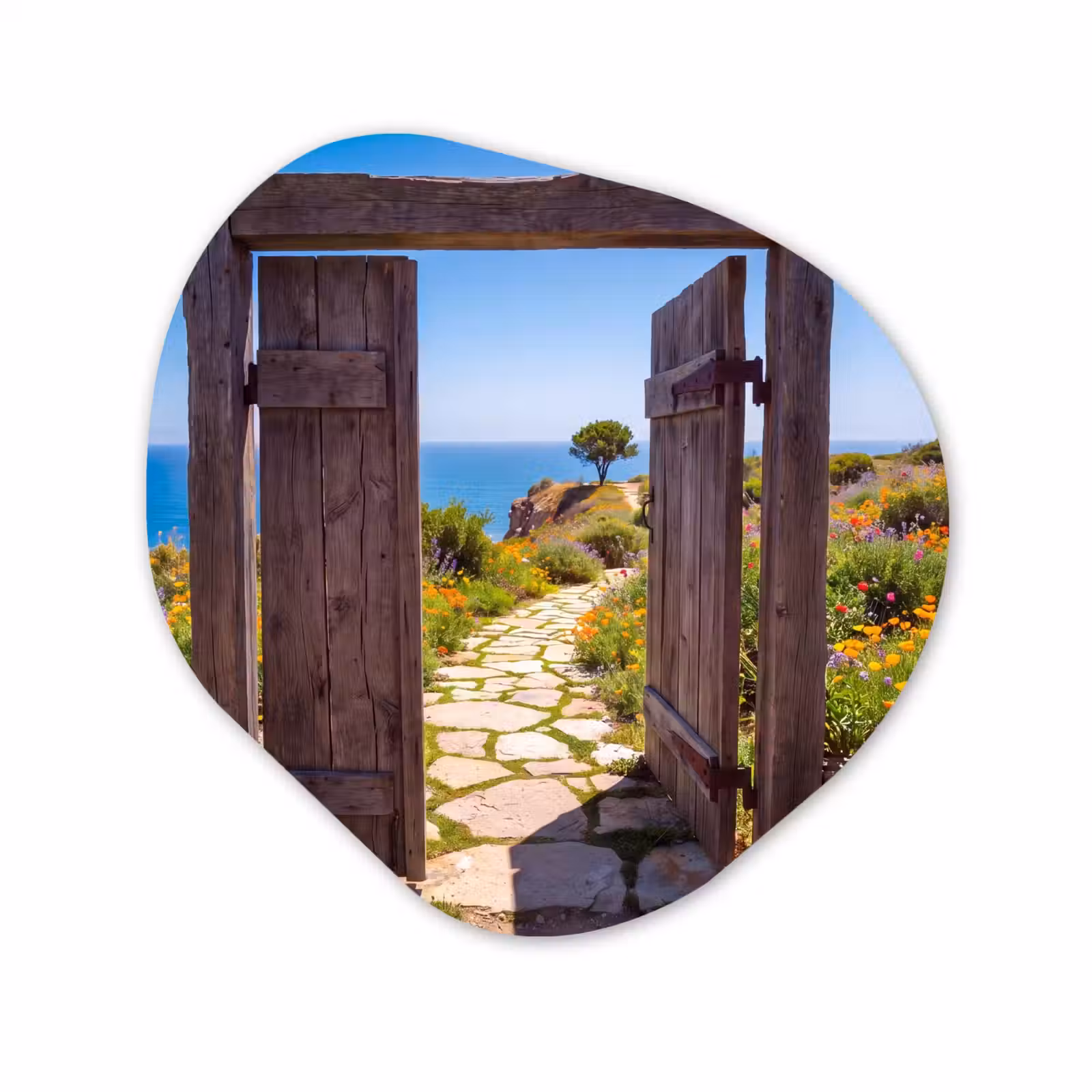 Organisch schilderij glas - Poort - Pad - Zee — 1