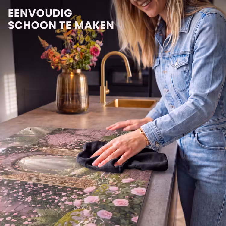 Inductiebeschermer & spatscherm (2in1) - Poort - Bloemen - Sprookje — 5
