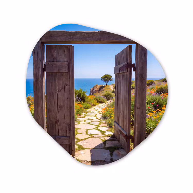 Organisch schilderij glas - Poort - Pad - Zee — 1