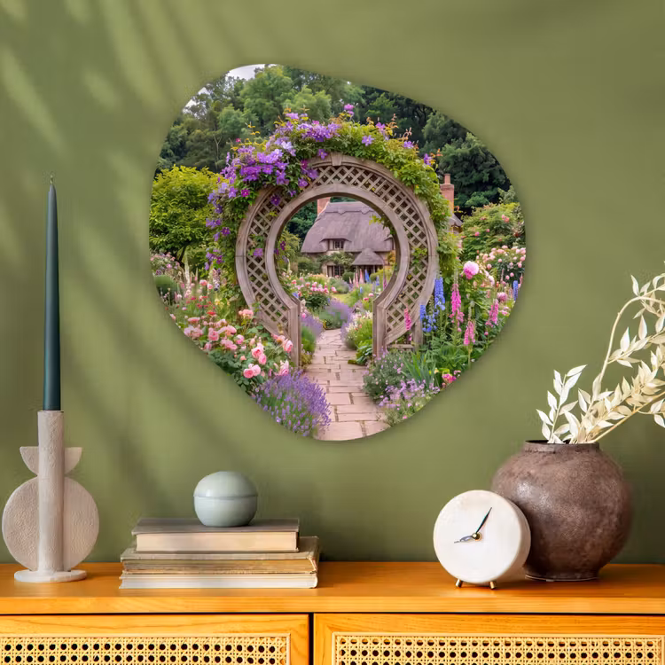 Organisch schilderij glas - Tuin - Boog - Bloemen — 2