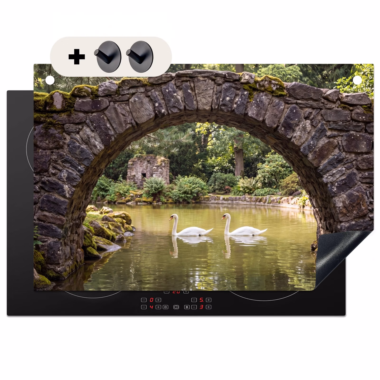 Inductiebeschermer & spatscherm (2in1) - Vogel - Water - Natuur — 1