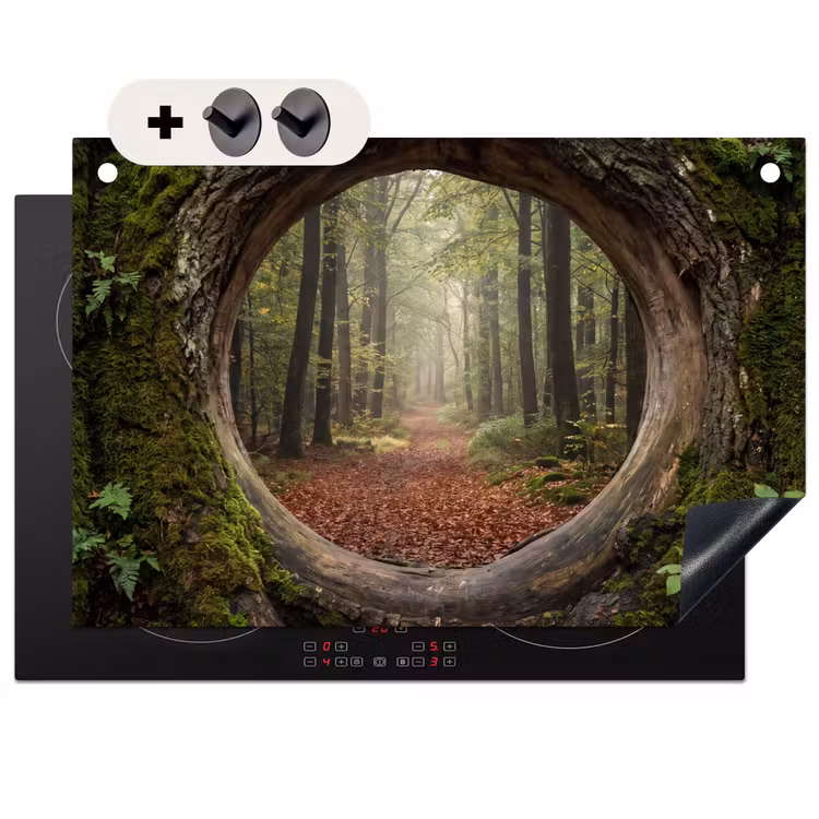 Inductiebeschermer & spatscherm (2in1) - Boom - Bos - Natuur — 1