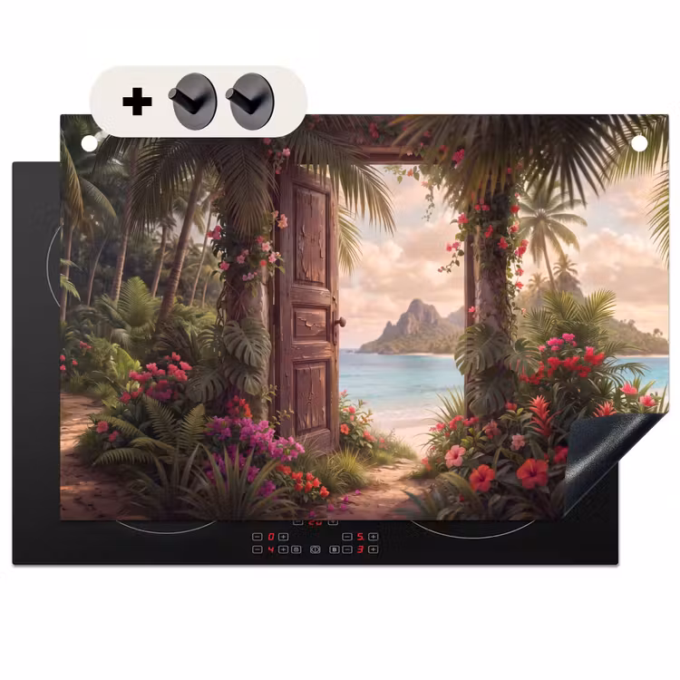 Inductiebeschermer & spatscherm (2in1) - Deur - Strand - Natuur — 1